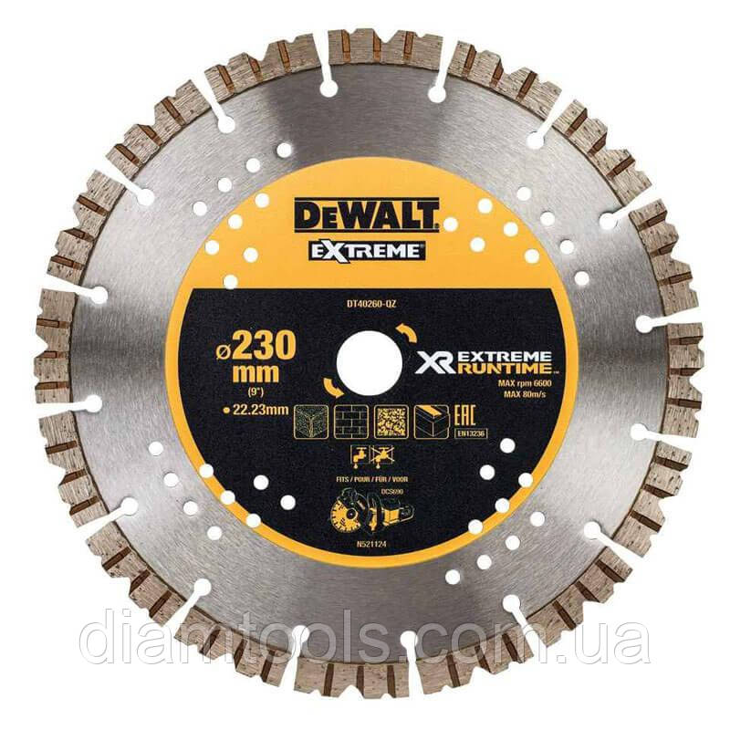 Диск алмазний DeWALT по граніту 230x22.2x2.6 мм (DT40260)