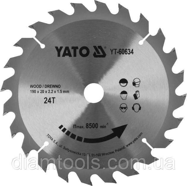 Пильний диск по дереву YATO 190x20x24z K1.5/2.2 (YT-60634)