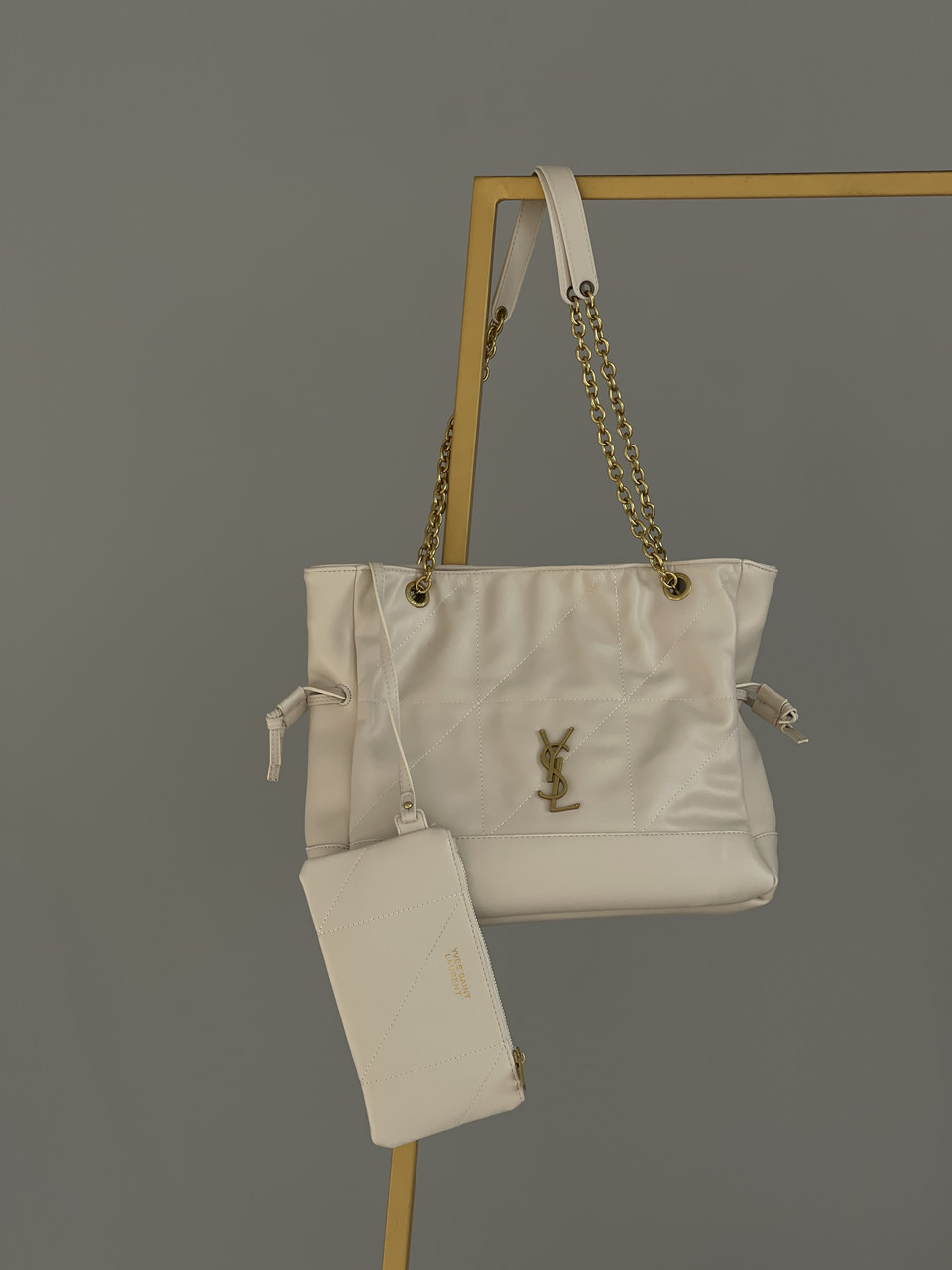 Сумка жіноча Yves Saint Laurent Jamie in Leather молочний шопер Ів Сен Лоран