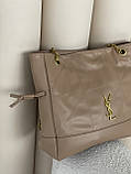 Сумка жіноча Yves Saint Laurent Jamie in Leather бежевий шопер Ів Сен Лоран, фото 4
