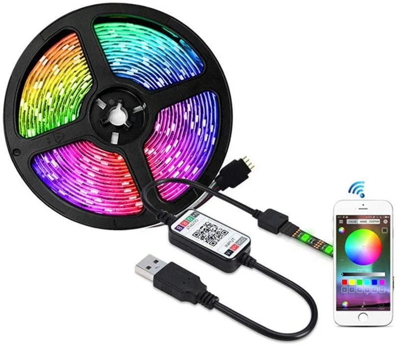 Світлодіодна LED стрічка  RGB SMD 2835 5 метрів 5V USB з пультом ДК, фото 1