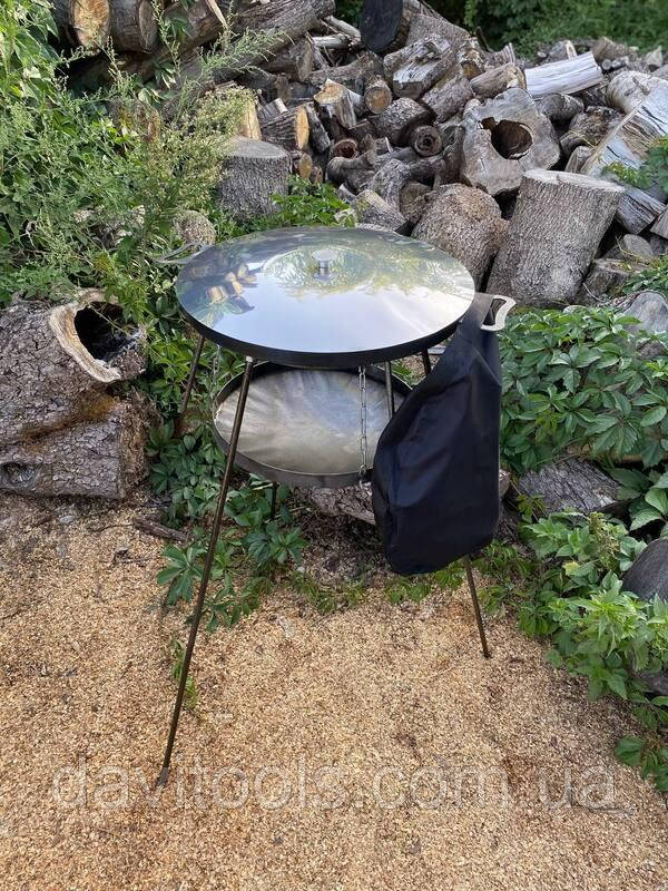 Сковорода з диску САДЖ  з кришкою з нержавіючої сталі та чохлом, фото 1