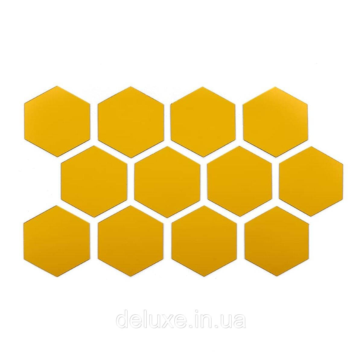 Дзеркальний декор акриловий самоклеючий 80*70мм золото, 12шт(D) SW-00002515, фото 1