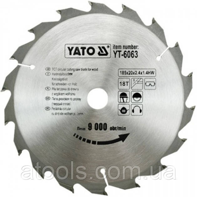 Пильний диск по дереву YATO 185x20x18z K1.4/2.4 (YT-6063)