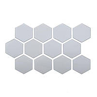 Дзеркальний декор акриловий самоклеючий 80*70мм срібло, 12шт (D) SW-00002511