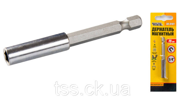 Тримач магнітний для насадок MASTERTOOL 1/4" 75 мм 40-0181, фото 1