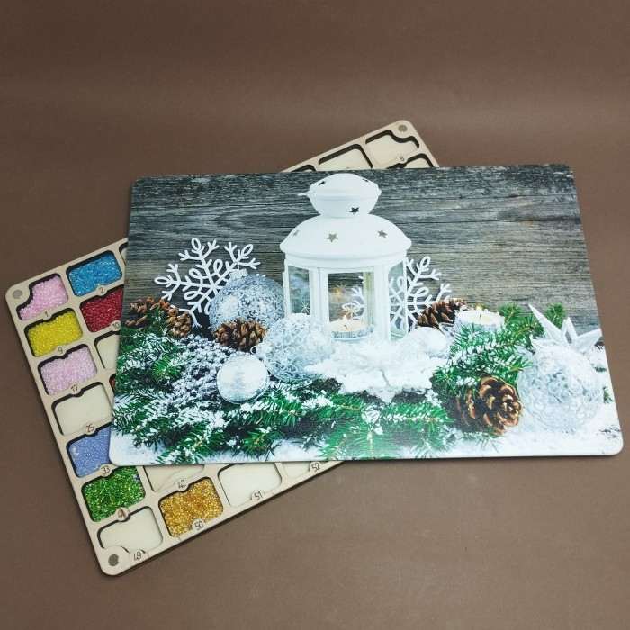 Органайзер для бісеру з дерев'яною кришкою на 56 пронумерованих комірок з кольоровим друком (060120), фото 1