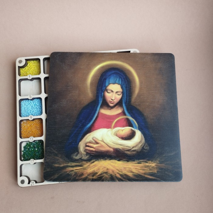 Органайзер для бісеру з дерев'яною кришкою з кольоровим друком (060027), фото 1