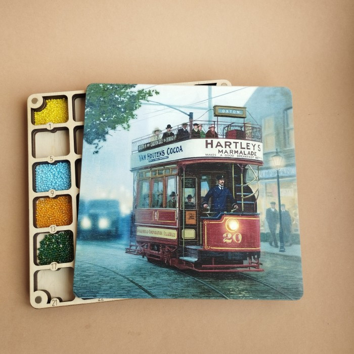 Органайзер для бісеру з дерев'яною кришкою з кольоровим друком (060029), фото 1