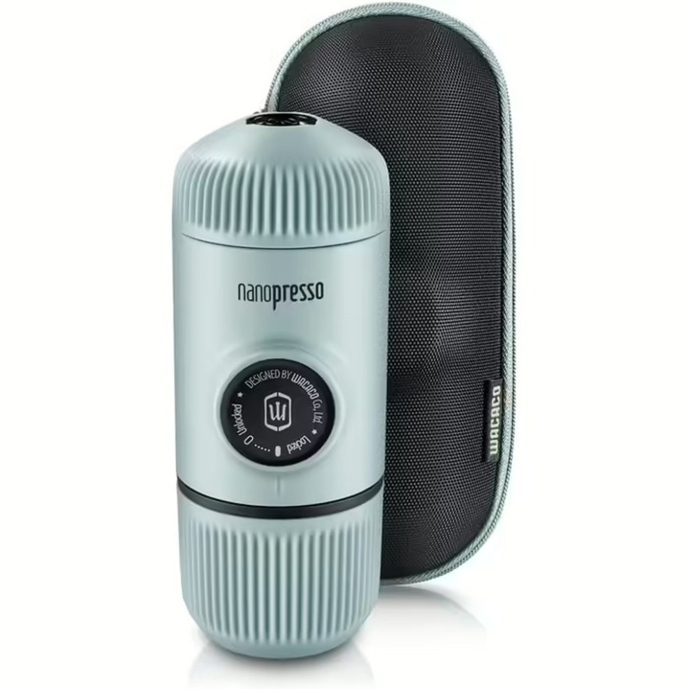 Портативна еспресо-кавоварка Wacaco Nanopresso блакитна з чохлом, фото 1