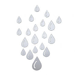 Дзеркальний декор акриловий самоклеючий Краплі срібло,20шт (D) SW-00002492