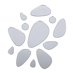 Дзеркальний декор акриловий самоклеючий Камінці срібло, 12шт (D) SW-00002496