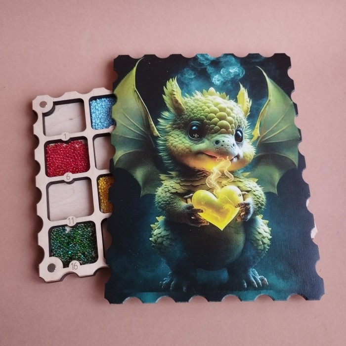 Дерев'яний органайзер для бісеру з кришкою на 20 комірок з кольоровим друком (060493), фото 1