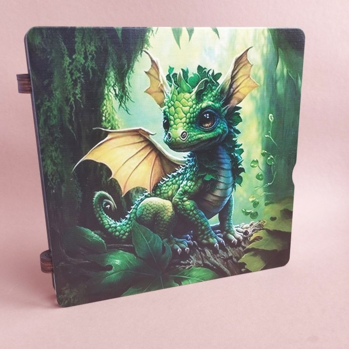 060486к Дерев'яний органайзер для бісеру Книжка на 60 комірок, з двома акриловими кришками всередині, з кольоровим друком, фото 1