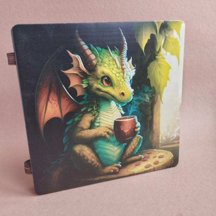 060487к Дерев'яний органайзер для бісеру Книжка на 60 комірок, з двома акриловими кришками всередині, з кольоровим друком, фото 1