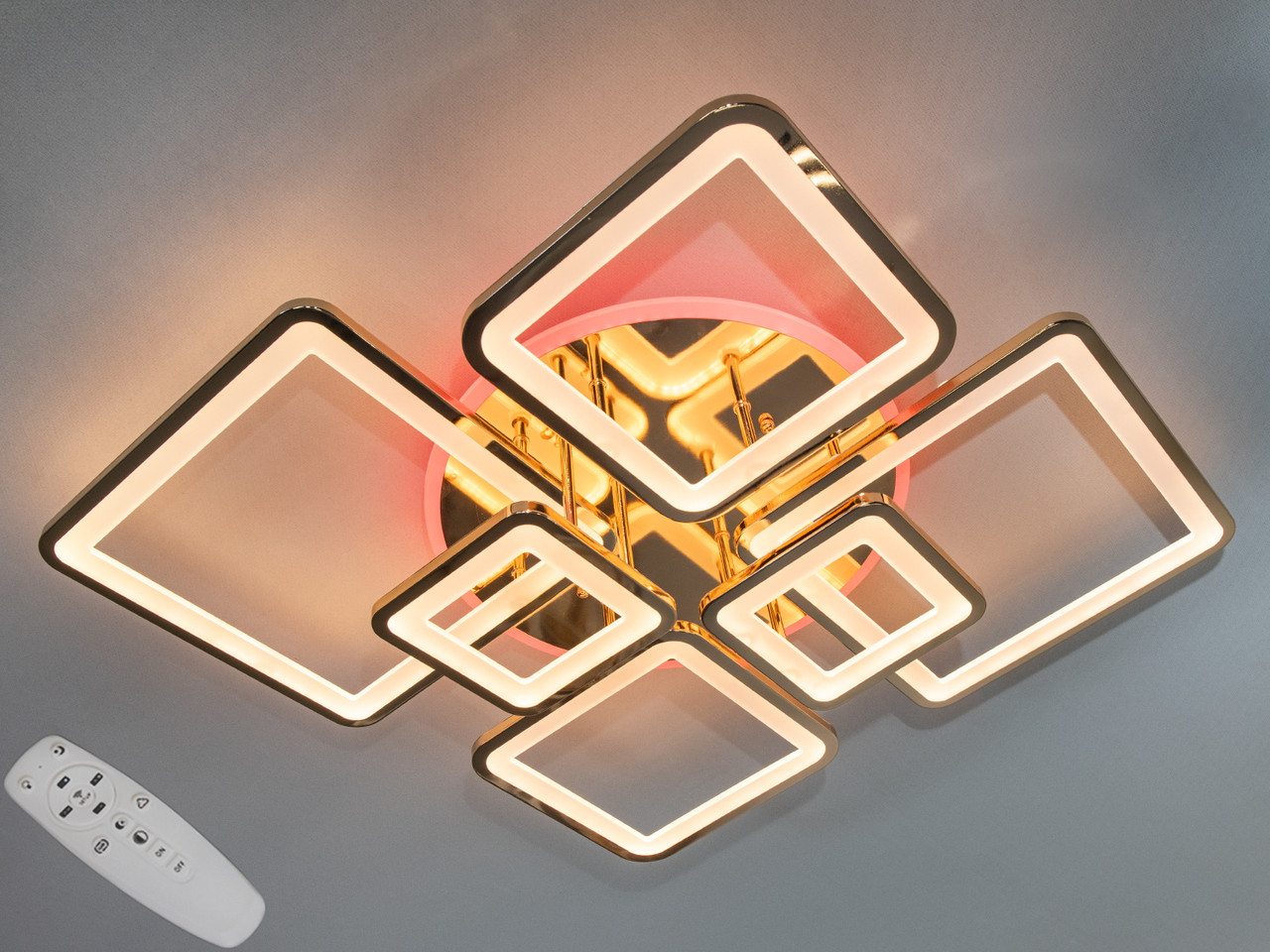 Стельова яскрава золота люстра 8160/6G LED 3color dimmer, фото 1