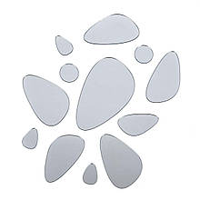 Дзеркальний декор акриловий самоклеючий Камінці срібло, 12шт (D) SW-00002496