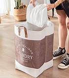 Органайзер-сумка для білизни у ванну кімнату, для речей складаний, лляний мішок для одягу з ручками 35х35х55 см, фото 2