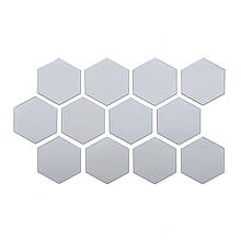 Дзеркальний декор акриловий самоклеючий 80*70мм срібло, 12шт (D) SW-00002511