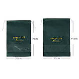 Мішок-сумка для взуття на затяжках, транспортувальна на шнурках для речей, розмір L - 44х30 см, колір зелений, фото 3