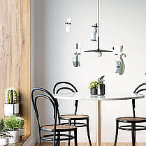 Дзеркальний декор акриловий самоклеючий Котики срібло, 4шт (D) SW-00002494, фото 5