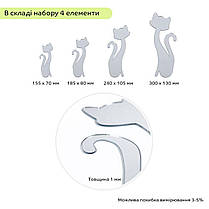 Дзеркальний декор акриловий самоклеючий Котики срібло, 4шт (D) SW-00002494, фото 3