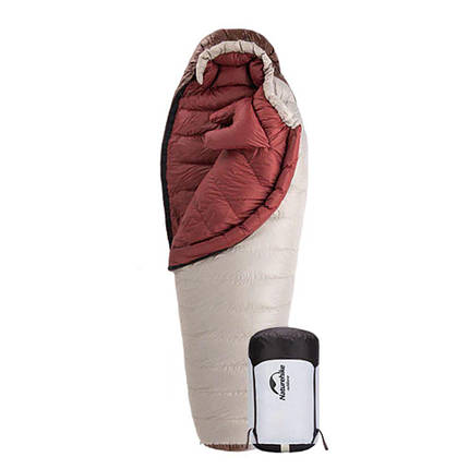 Спальник з натуральним пухом Naturehike Snowbird NH20YD001, p-р L, коричневий 980 г, фото 1