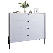 Комод із 4 шухлядами LION Wood із чорними ніжками 100х90х45 см Німфея Альба (білий) (LION-042983) ТОП, фото 2