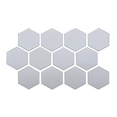 Дзеркальний декор акриловий самоклеючий 80*70мм срібло, 12шт (D) SW-00002511