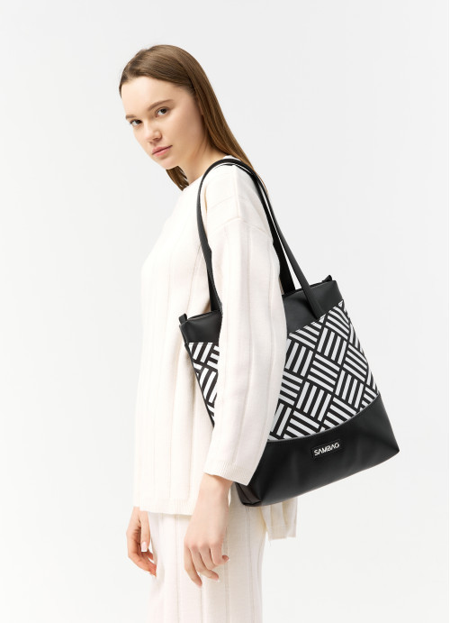 Сумка Sambag Shoper NOVA чорна з принтом "StriQ", фото 1