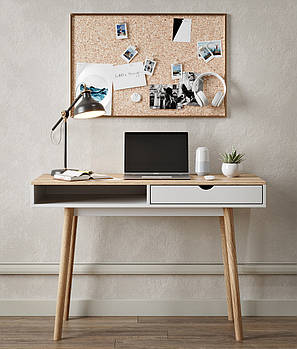 Письмовий стіл LION Сканді-1 Німфея Альба (білий)/Дуб Артизан (стільниця) (LION-041394)