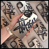 Силиконовый серый спортивный чехол с логотипом Stussy Стусси Стуси на айфон iPhone