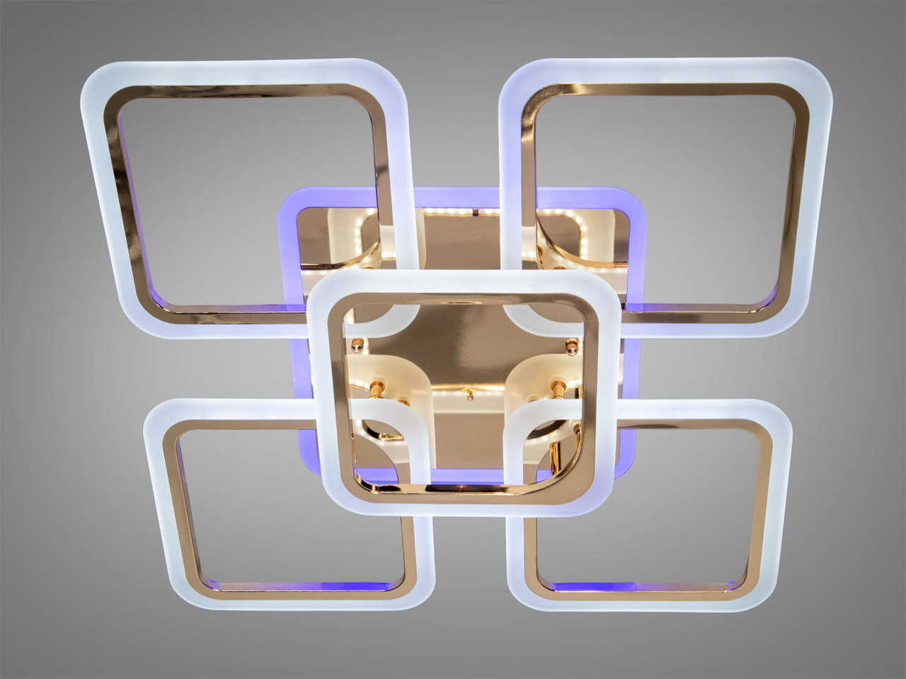 LED люстра з пультом і підсвіткою для спальні, колір золото, 100 W на 14 м2 A8060-4+1G-LS, фото 1