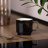 Чашка порцелянова із золотим обідком та золотою ручкою 300 (мл) Чорна RX-N231129B, фото 4