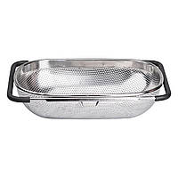 Друшляк сито на раковину для миття овочів та фруктів 36х24х9 см з нержавіючої сталі HP-19-17