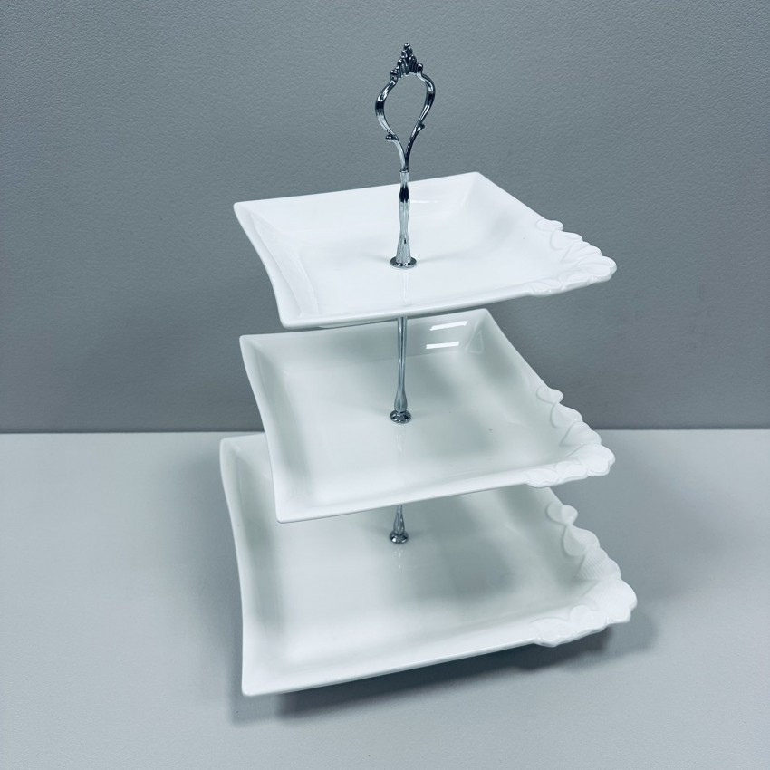 Фруктівниця порцелянова 3-х ярусна h - 37 см Stenson MC-4877, фото 1