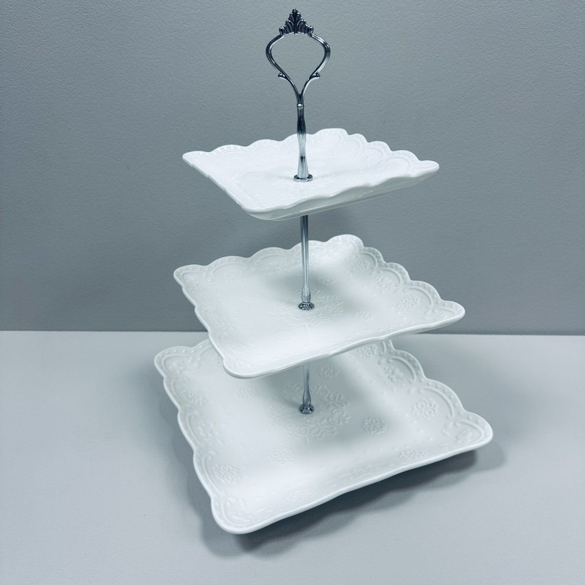 Фруктівниця порцелянова 3-х ярусна h - 37 см Stenson MC-3664, фото 1