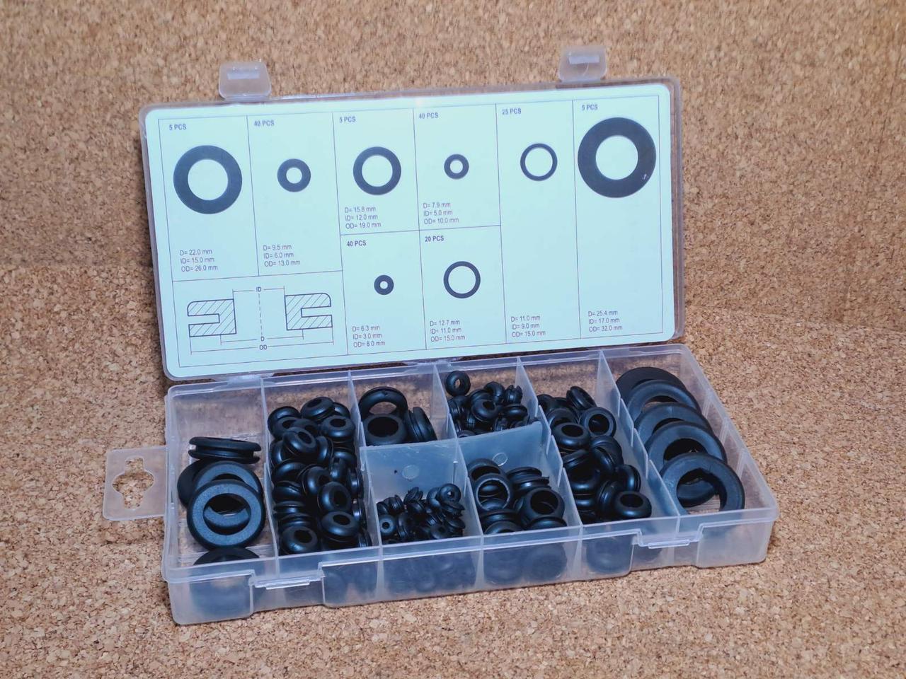 Набір ґумових втулок в органайзері YATO YT-06878 180PCS MIX 180 ШТУК