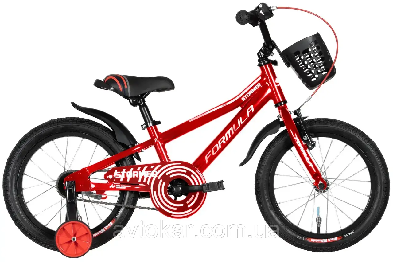 Велосипед алюміній 16 Formula STORMER 16 Formula гальмівна рама-8.5" червоний із чорним і білим із кошиком Pl з