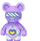 Світний конструктор у формі ведмедика Bearbrick "Серце" 3D Magic Blocks, Бузковий, 4031 деталь, фото 2