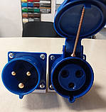 Роз'єм силовий стаціонарний із заземленням Lemanso 2P+E / 3P 32F-6H 220-240V IP44 комплект, фото 4