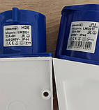 Роз'єм силовий стаціонарний із заземленням Lemanso 2P+E / 3P 32F-6H 220-240V IP44 комплект, фото 5