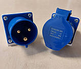 Роз'єм силовий стаціонарний із заземленням Lemanso 2P+E / 3P 32F-6H 220-240V IP44 комплект, фото 8