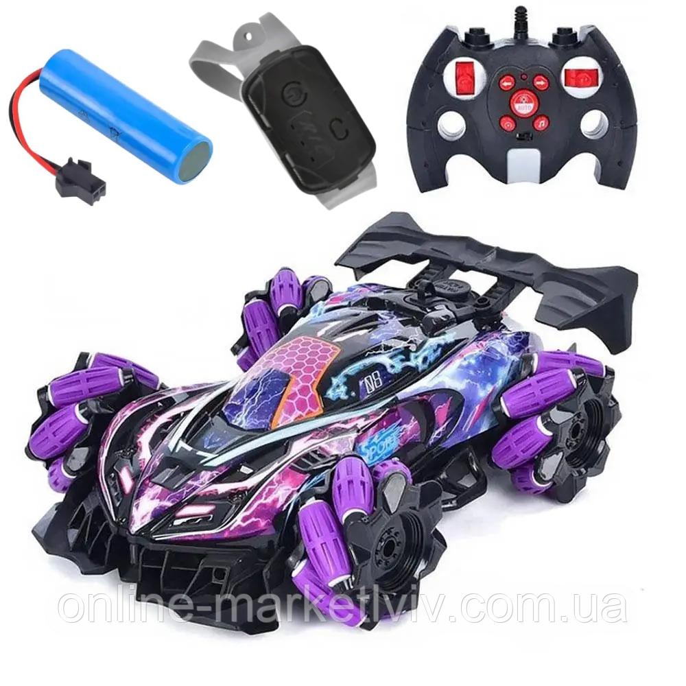 Трюкова машинка на радіокеруванні + пульт ДК, Spray Racer, Фіолетовий / Радіокерована машинка перевертень, фото 1