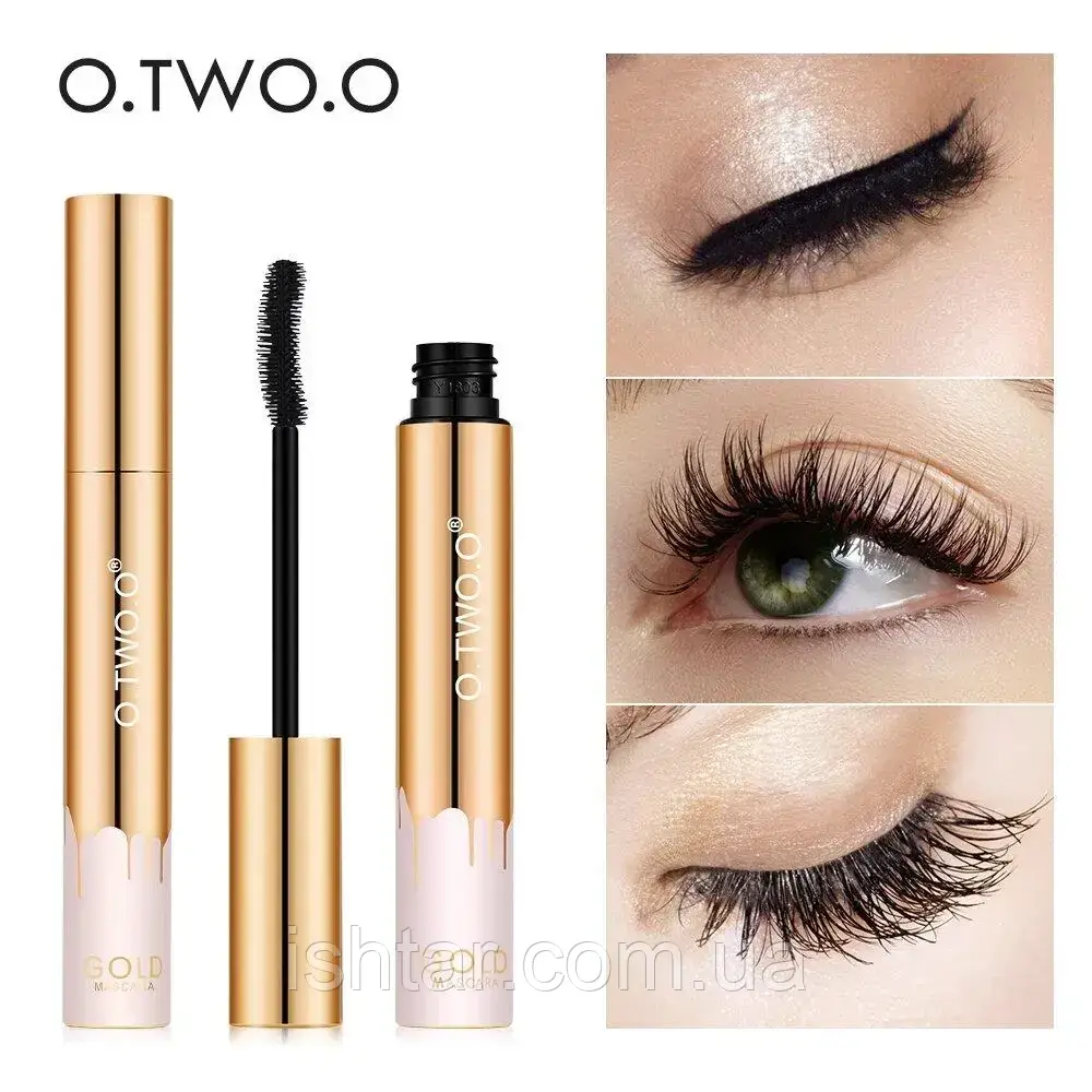Туш для вій O.TWO.O Gold Mascara 10г. Водовідштовхувальна туш OTWOO подовжує вії вдвічі