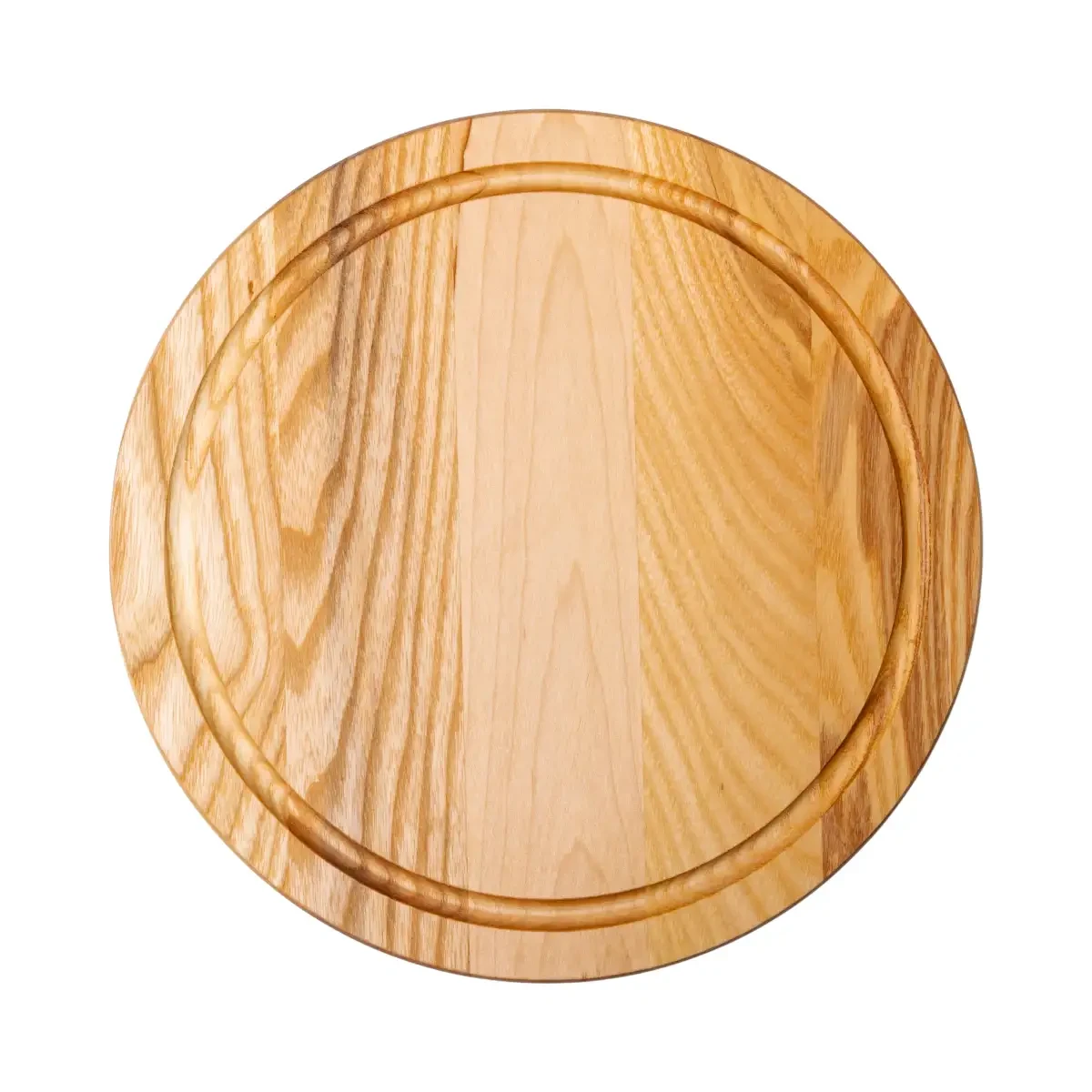Обробна дерев'яна дошка кругла 25 см для подачі нарізки ясен, фото 1
