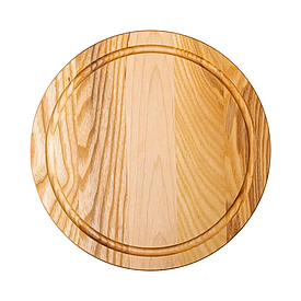 Обробна дерев'яна дошка кругла 25 см для подачі нарізки ясен