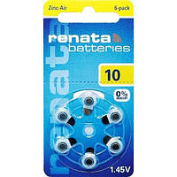 Батарейка для слухових апаратів Renata ZA10 /DP6/   (ціна за 6 шт)
