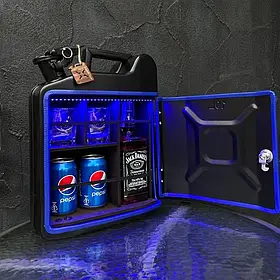 Каністра-бар у чорному матовому кольорі 10 л, оригінальний подарунок босу, начальнику, шефу.