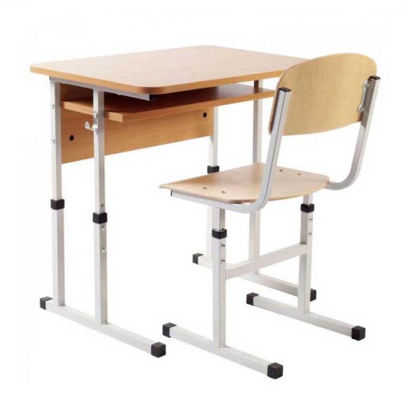 Комплект стіл учнівський 1-місний з полицею, регулюється на ростові групи №4-6, фото 1